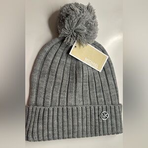 Michael Kors Heather Gray Knit Hat with Pom